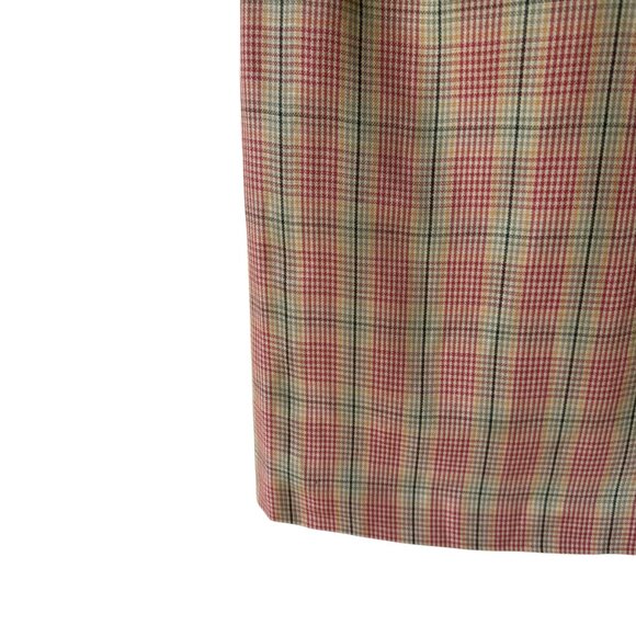 Vtg Worth Silk Linen Blend Skirt Plaid Faux Wrap Side Zip Lined Light Academia - Picture 10 of 15